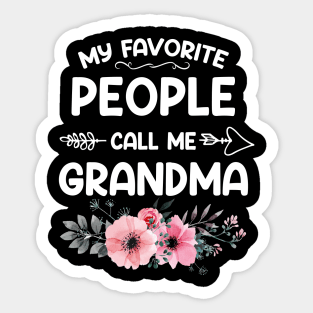 My Favorite People Call Me Grandma Pink Floral Mother's Day Sticker